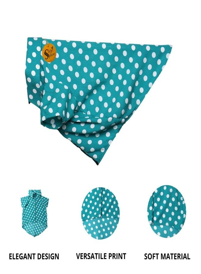 سايج سكوير قميص كلاب مطبوع عليه رسومات مربعة جريئة، قميص كلاب عصري، فائق النعومة وخفيف الوزن، ملابس كلاب مريحة وجيدة التهوية، زي عصري (مقاس متوسط - 18 بوصة) (أزرق سماوي منقط) - Image 2